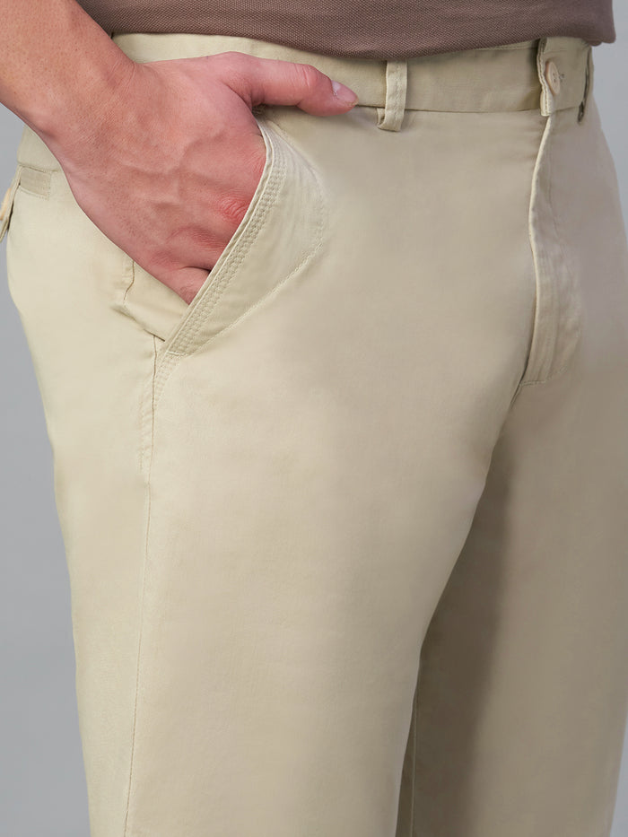 Men's Cotton Lycra Regular Fit Shorts Beige
