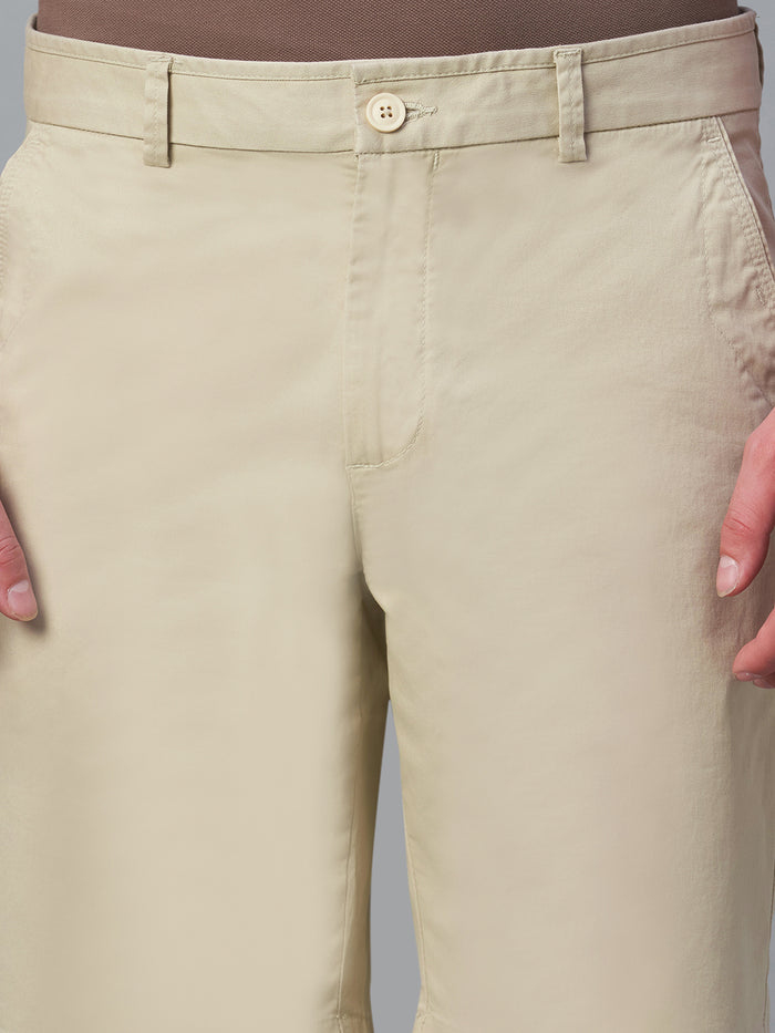 Men's Cotton Lycra Regular Fit Shorts Beige