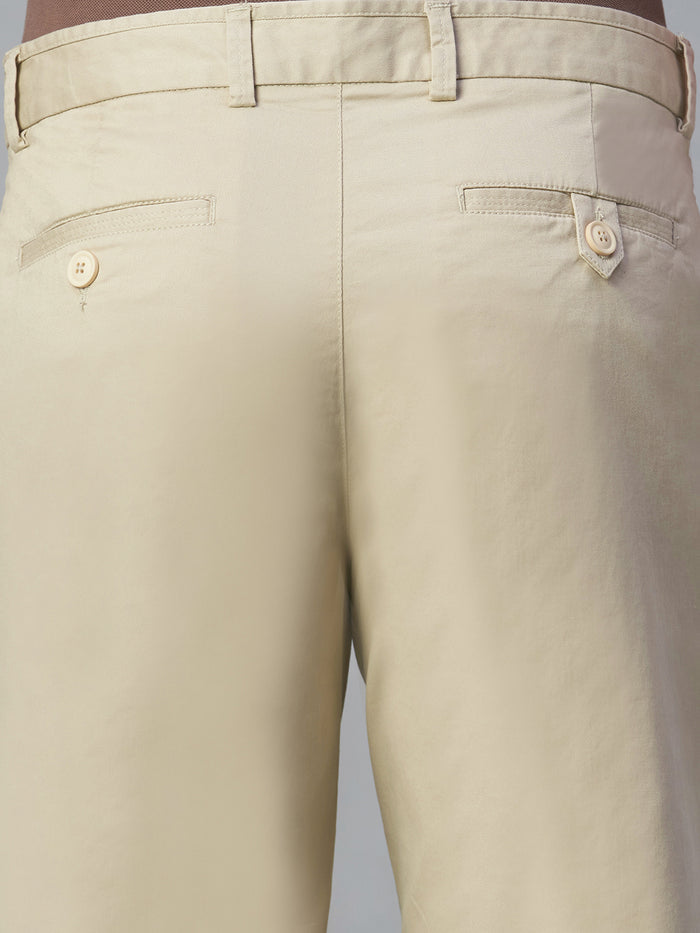 Men's Cotton Lycra Regular Fit Shorts Beige