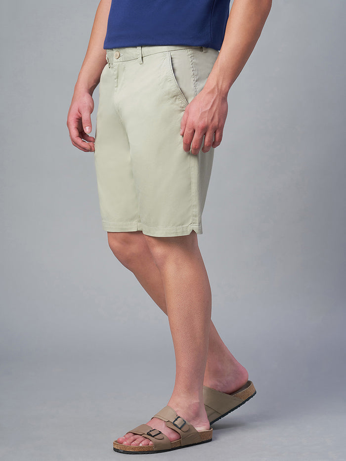 Men's Cotton Lycra Regular Fit Shorts Light Green