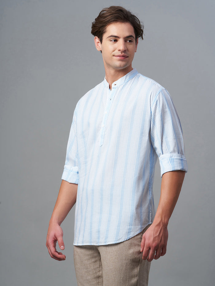 Men's Cotton Lyocell Regular Fit Shirt Blue