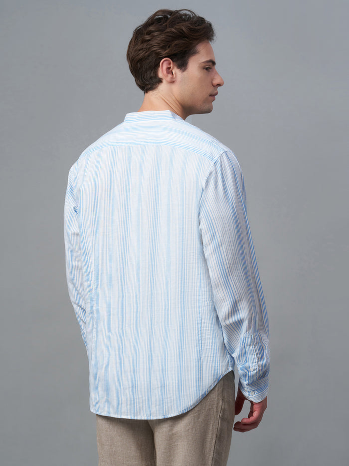 Men's Cotton Lyocell Regular Fit Shirt Blue