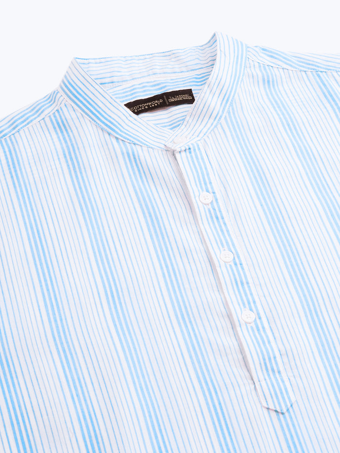 Men's Cotton Lyocell Regular Fit Shirt Blue