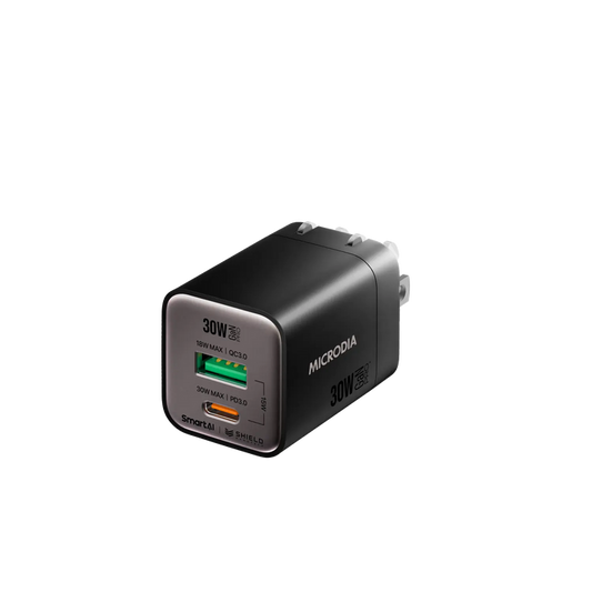 SMARTCube™ Nano 30W GaN Pro Wall Charger,Dual-Port, USB-C PD3.0 + USB-A QC3.0 Microdia