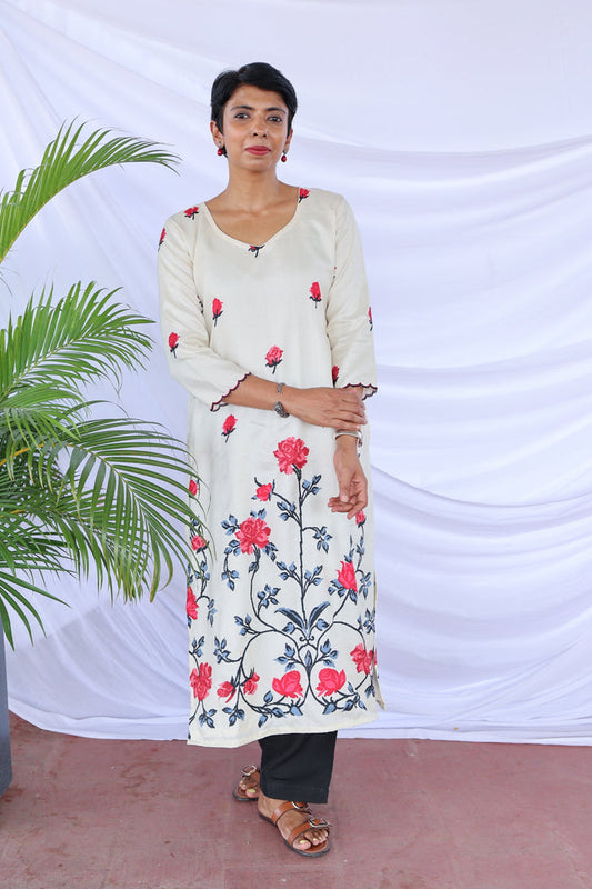 Mila rose garden Kanchi silk kurta