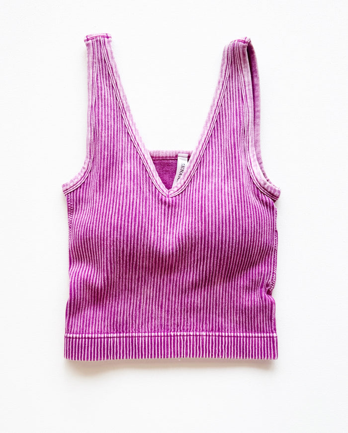 Mineral Washed Tank with Built-In Bra