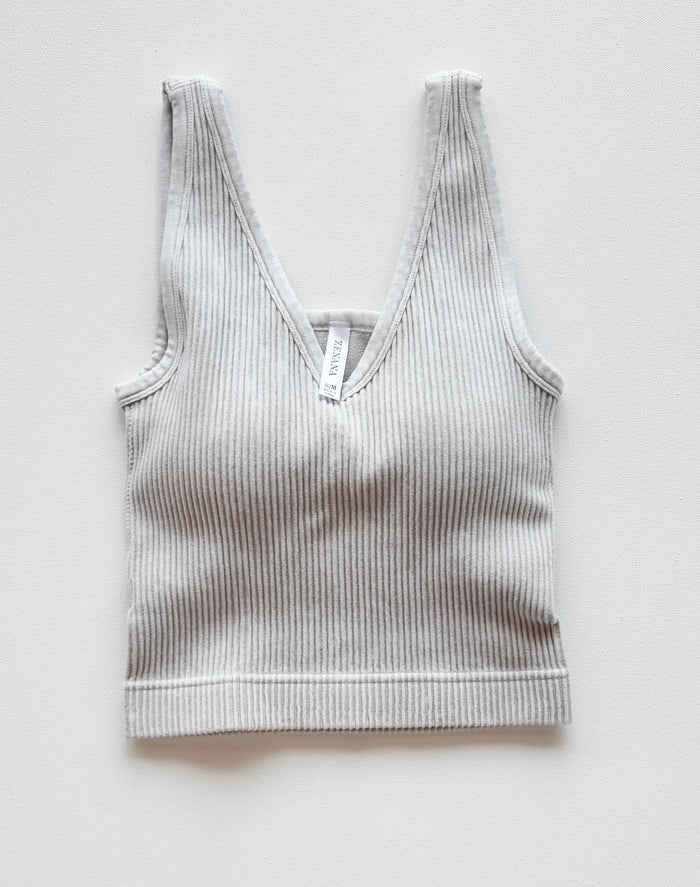 Mineral Washed Tank with Built-In Bra