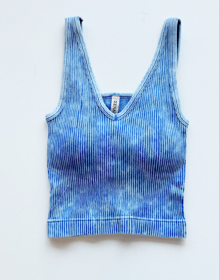 Mineral Washed Tank with Built-In Bra