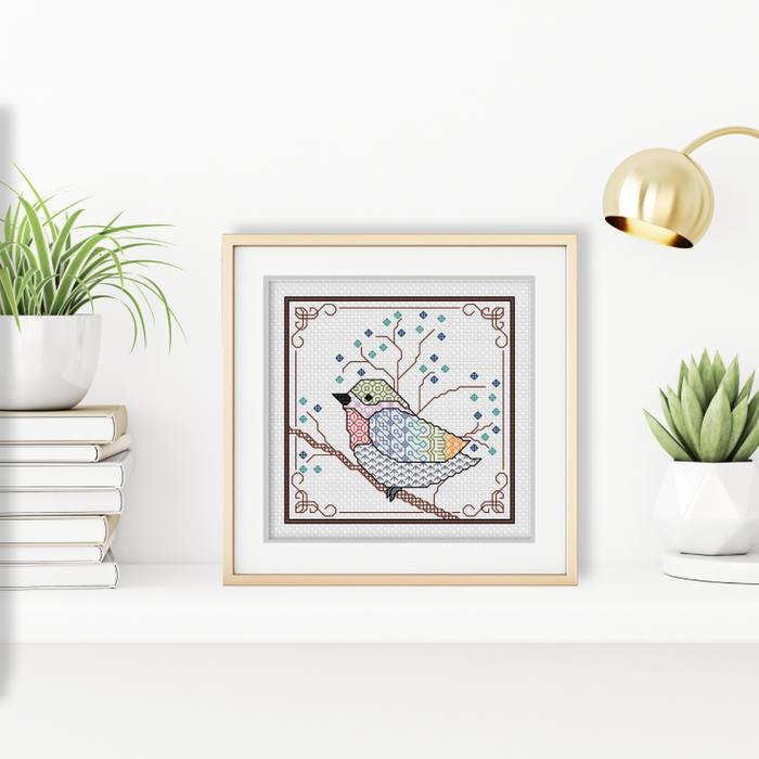 Mini Bird Blackwork Blackwork Pattern by Peppermint Purple