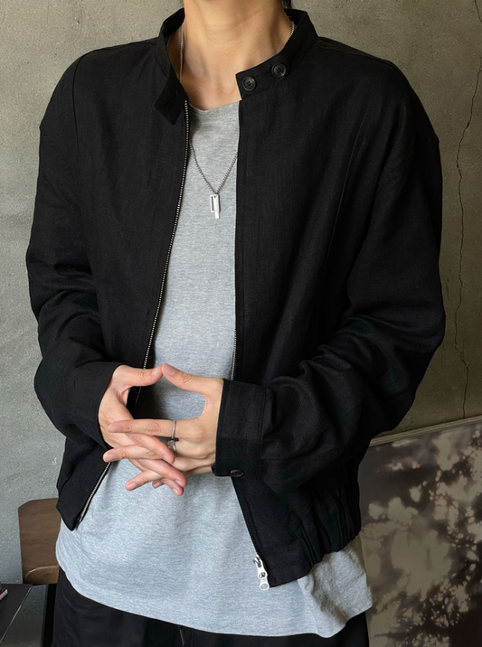 Minimal Stand Collar Zip Jacket