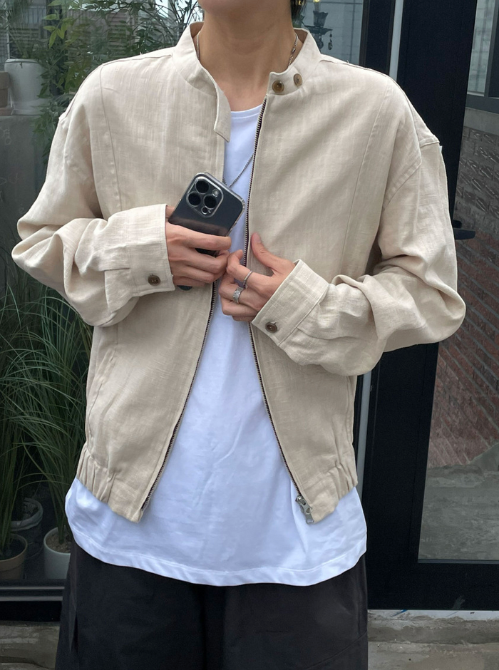 Minimal Stand Collar Zip Jacket
