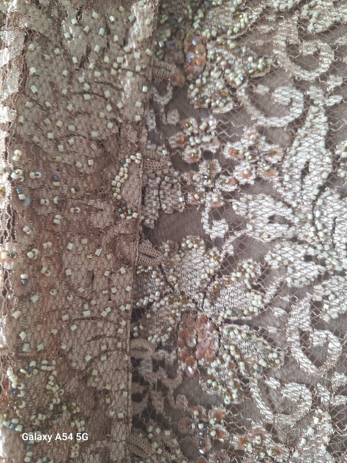 Monsoon Ladies Gold Sequin Spaghetti Strapped Dress and Jacket Size 12 In Excellent Used Condition