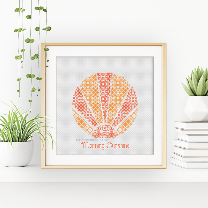 Morning Sunshine - Sunrise Blackwork Pattern by Peppermint Purple