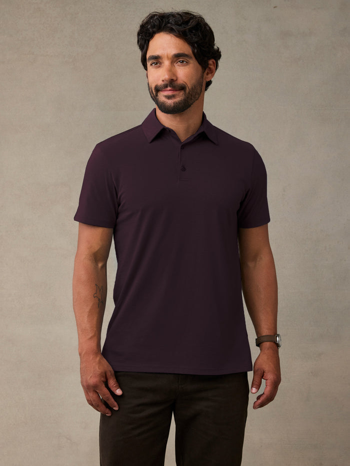 mulberry colored polo shirts for men. soft, affordable, breathable.