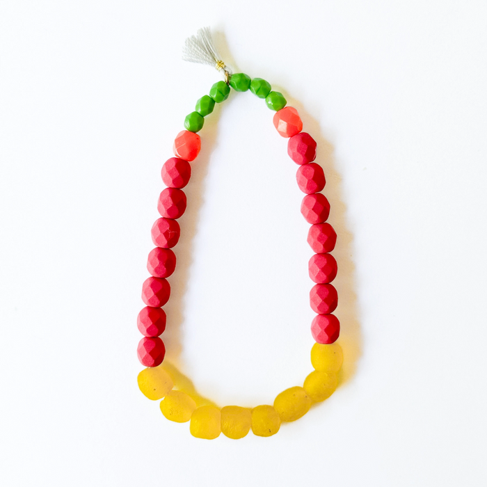 Multicolor Recycled African Glass and Mixed Bead Bracelet