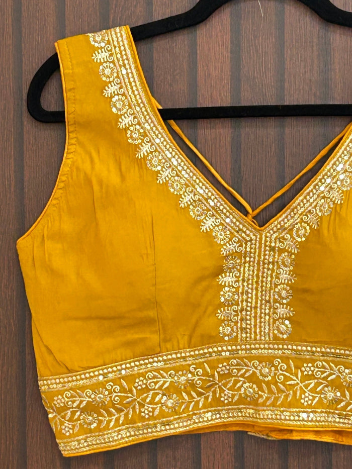 Mustard yellow blouse by Kurti Connection USA