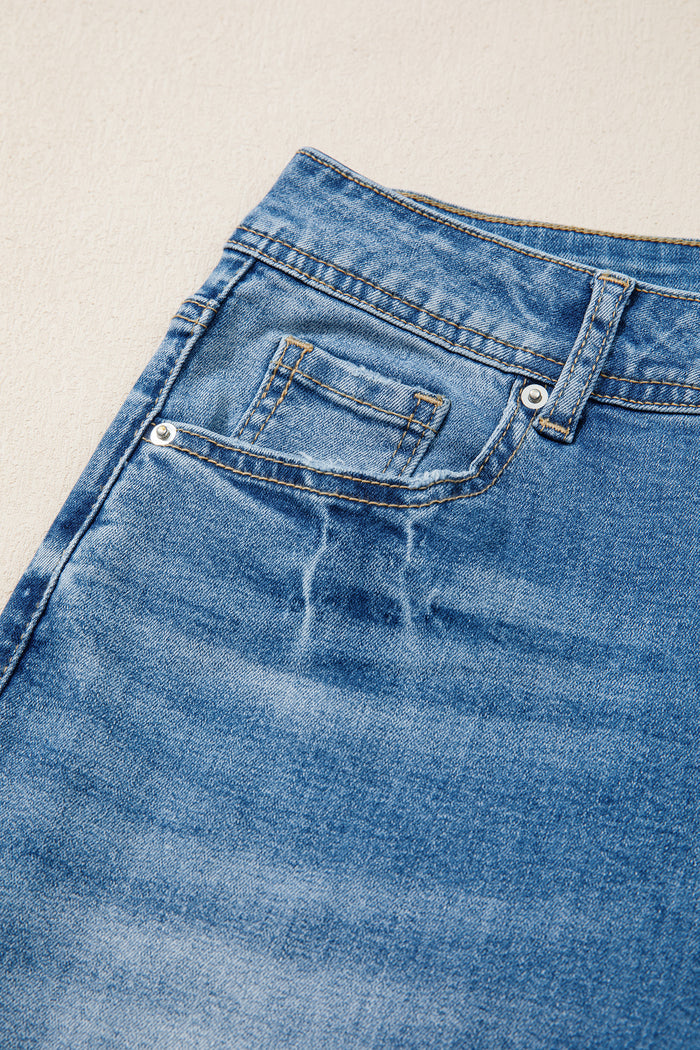 Myosotis Acid Washed Straight Leg Full Length Casual Jeans