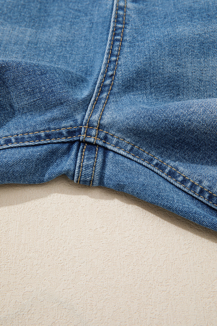 Myosotis Acid Washed Straight Leg Full Length Casual Jeans