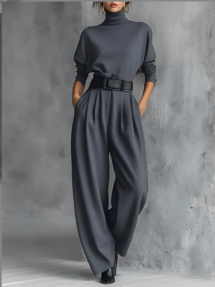 Neravirae - Ensemble Col Roulé & Pantalon Droit Élégant