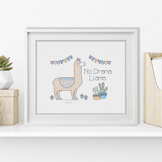 No Drama Llama Blackwork Pattern by Peppermint Purple