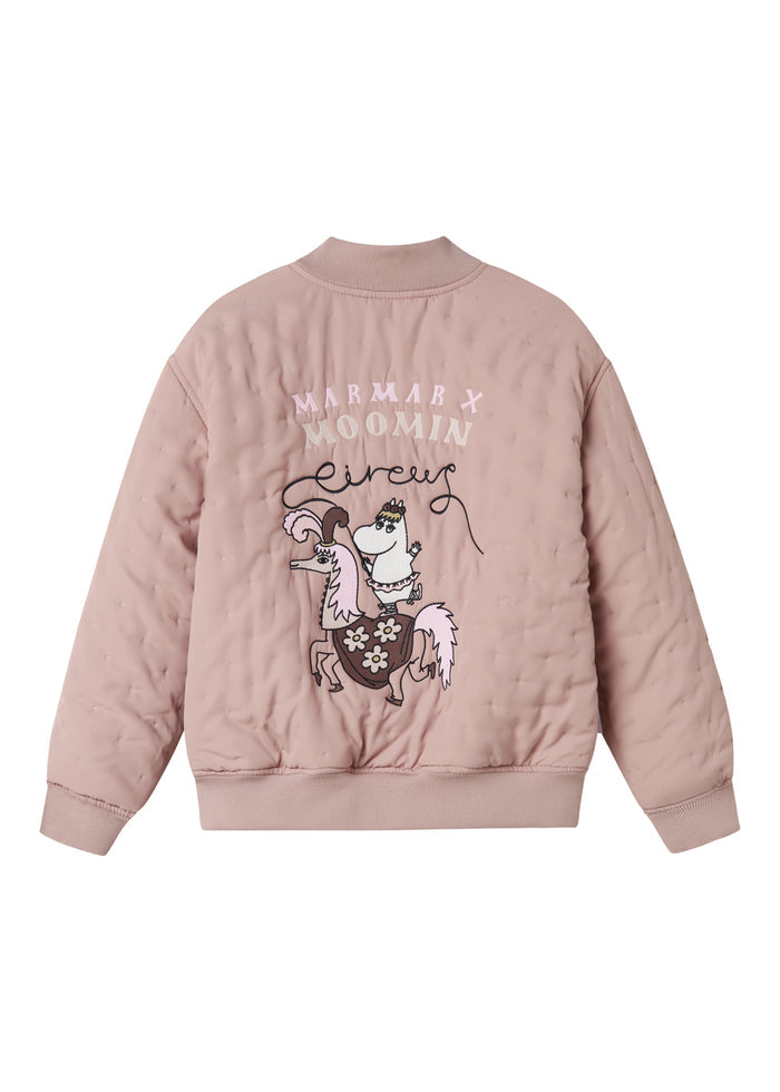 Red quilted jacket for children with Moomin print