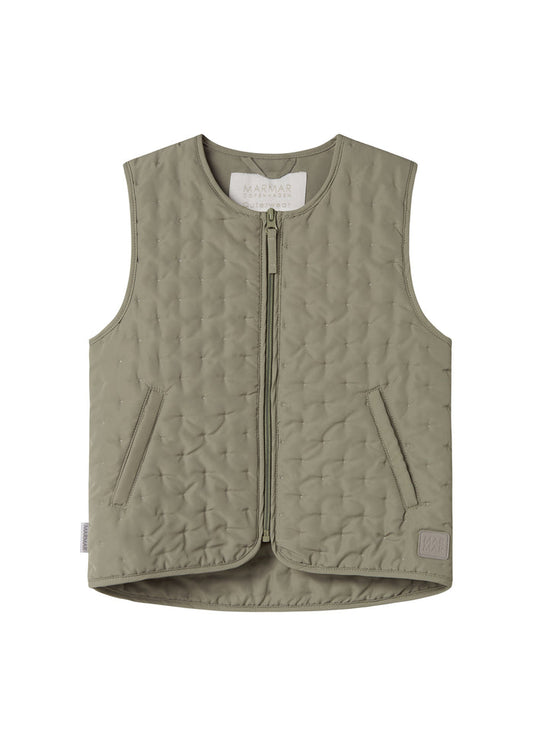 Green quilted vest with pockets for children