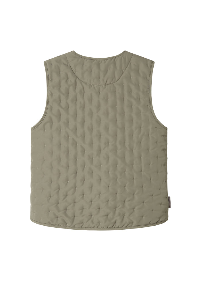 Green quilted vest with pockets for children