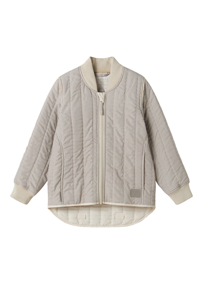 Dark brown striped thermal jacket for children