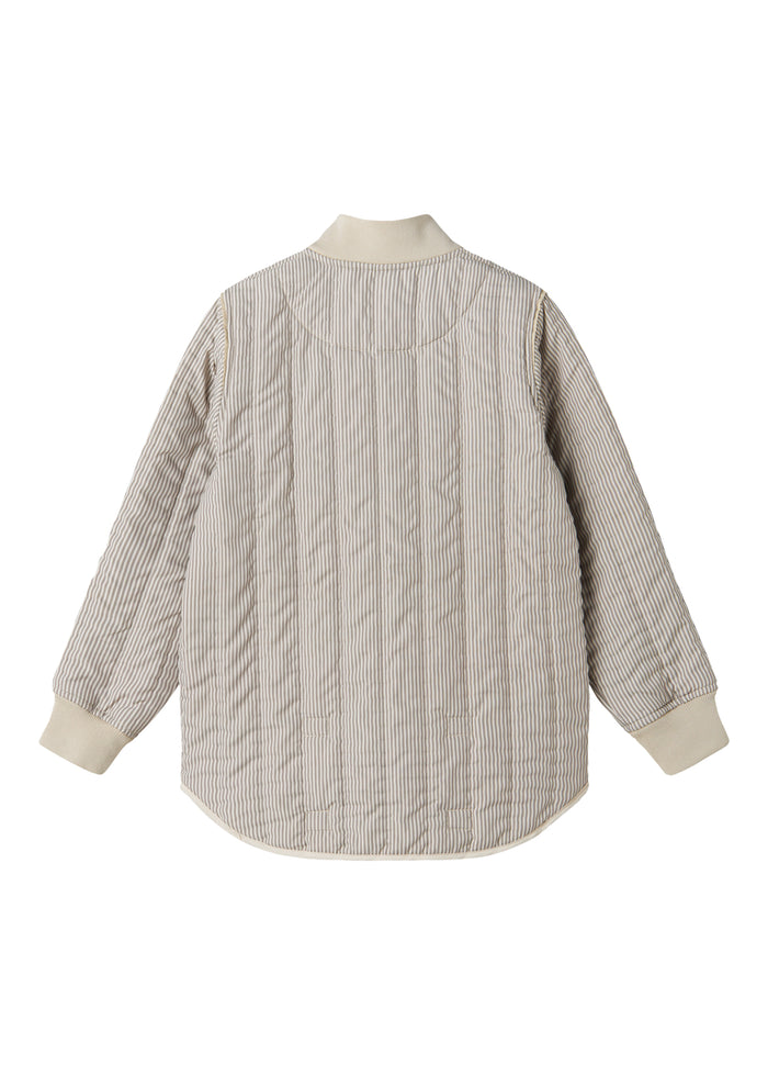 Dark brown striped thermal jacket for children