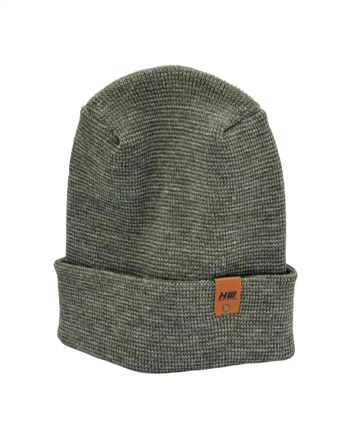 Patented H Stitch Fusion Cuffed Beanie, Gray and Green