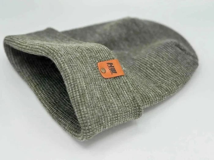 Patented H Stitch Fusion Cuffed Beanie, Gray and Green