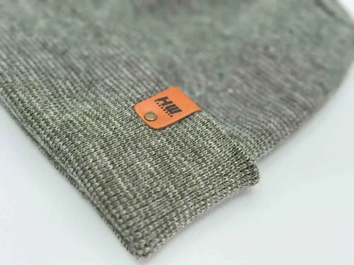 Patented H Stitch Fusion Cuffed Beanie, Gray and Green