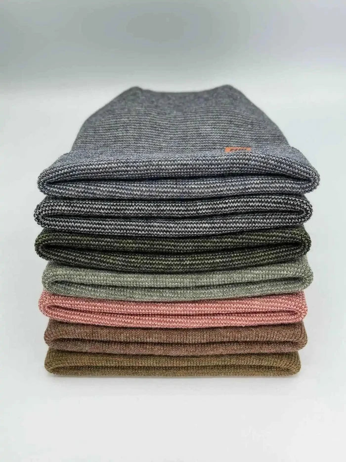 Patented H Stitch Fusion Cuffed Beanie, Gray and Green