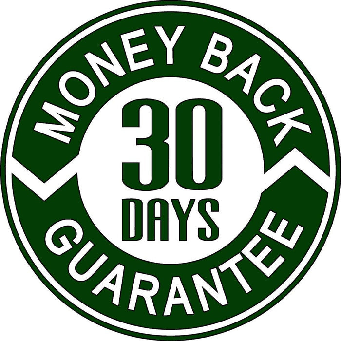 A circular green and white badge that reads '30 Days Money Back Guarantee