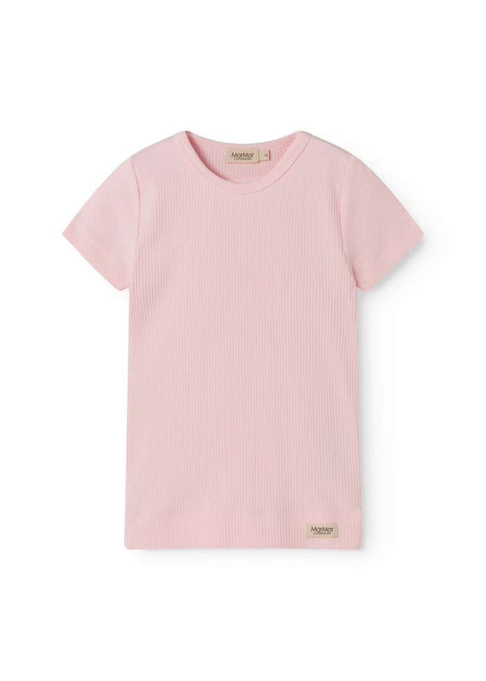 Red ribbed modal t-shirt for children