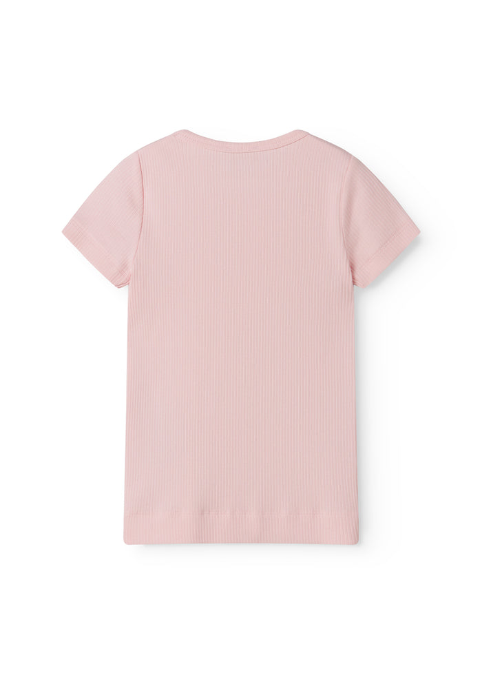 Red ribbed modal t-shirt for children