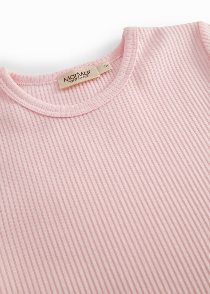 Red ribbed modal t-shirt for children