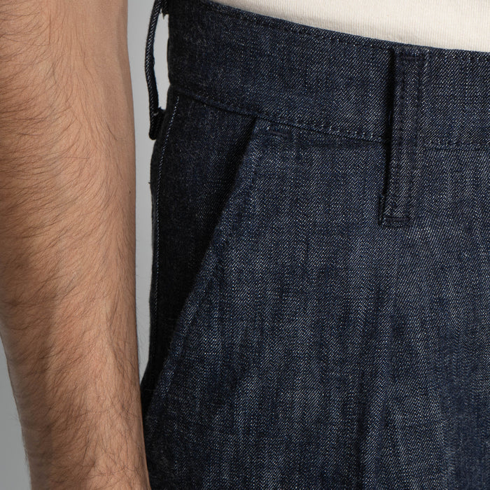 Pleated Trouser - 10oz Rinsed Denim - Indigo by Naked & Famous Denim