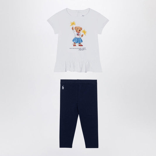 Apparel & Accessories 6 Polo Ralph Lauren - White/navy blue cotton two-piece set with print Brand