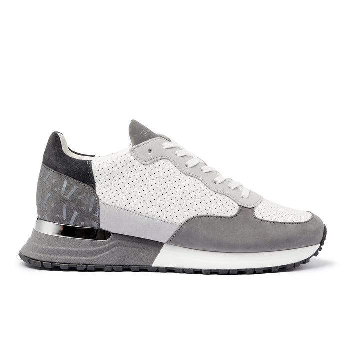 Mallet London Popham Perf Grey Silver Mens Trainers