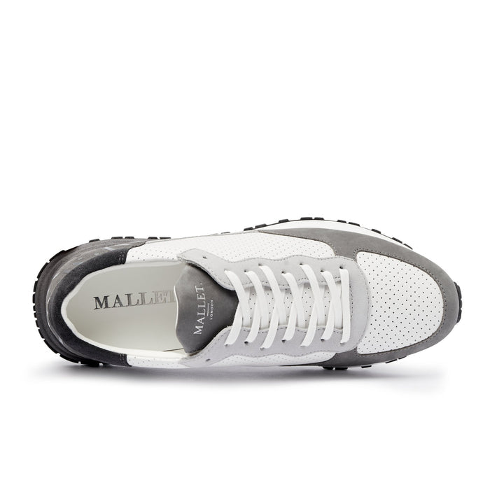 Mallet London Popham Perf Grey Silver Mens Trainers
