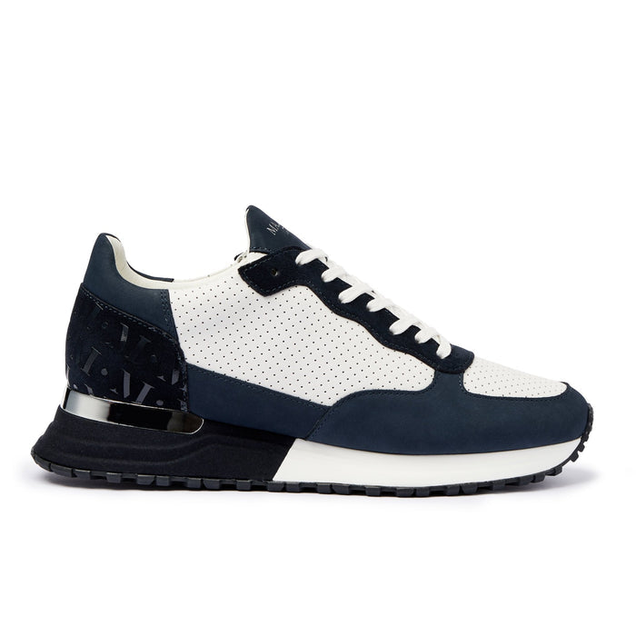 Mallet London Popham Perf Navy Silver Mens Trainers