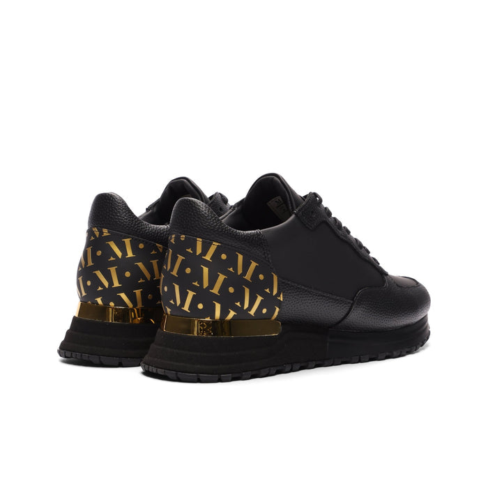 Mallet London Popham Tumbled Black Gold Mens Trainers