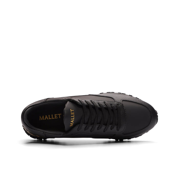 Mallet London Popham Tumbled Black Gold Mens Trainers