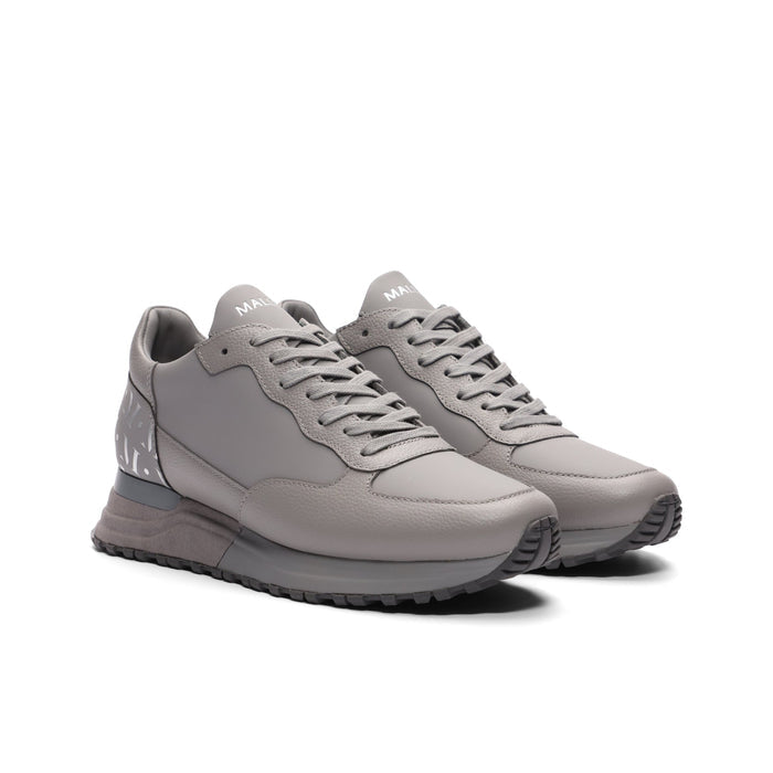 Mallet London Popham Tumbled Grey Silver Mens Trainers