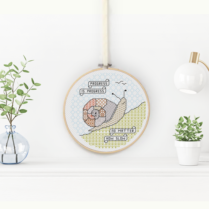 Progress is Progress Blackwork Pattern by Peppermint Purple