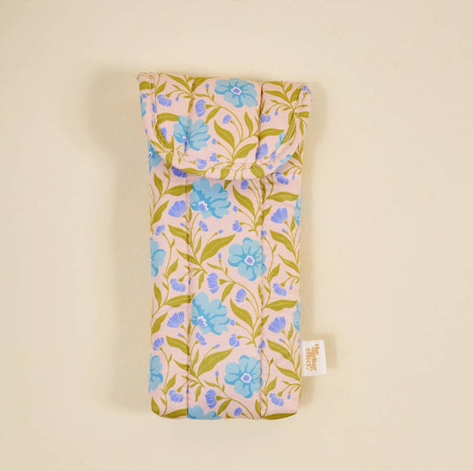 Puffy Sunglasses Case–Poppin' Petals Aqua