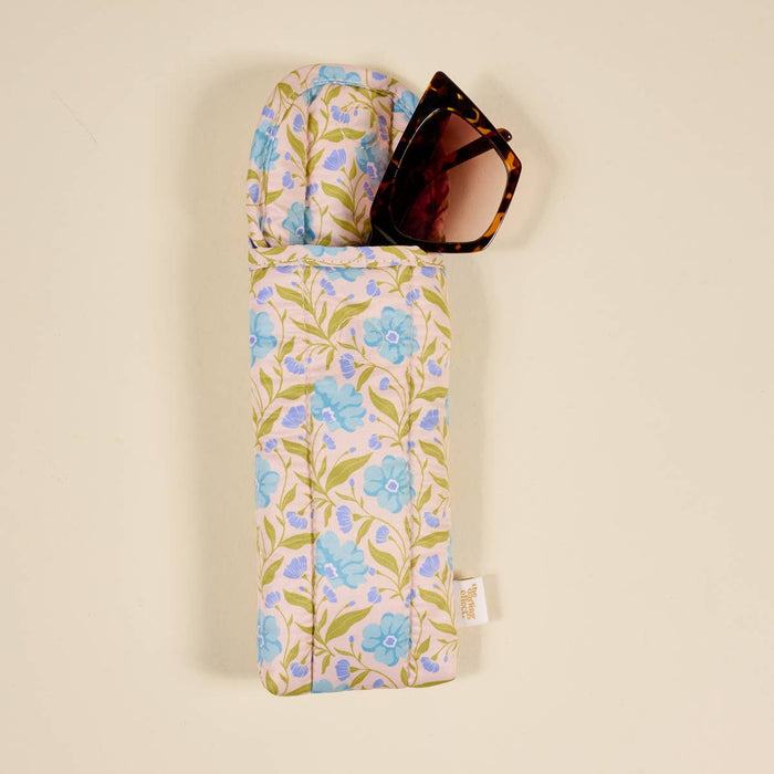 Puffy Sunglasses Case–Poppin' Petals Aqua