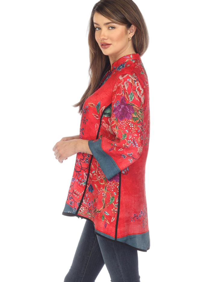 Radiant Charm Red Floral Blouse  - 2030QRCR
