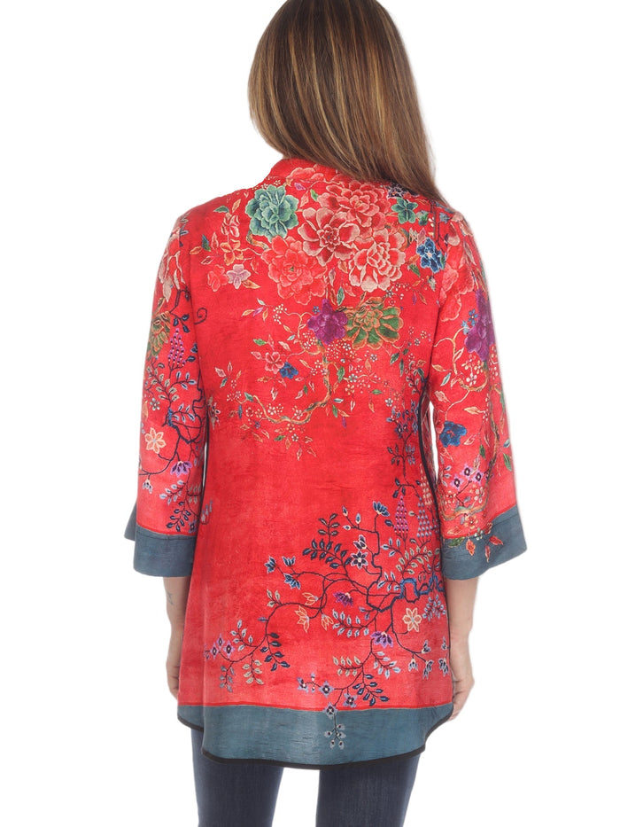 Radiant Charm Red Floral Blouse  - 2030QRCR